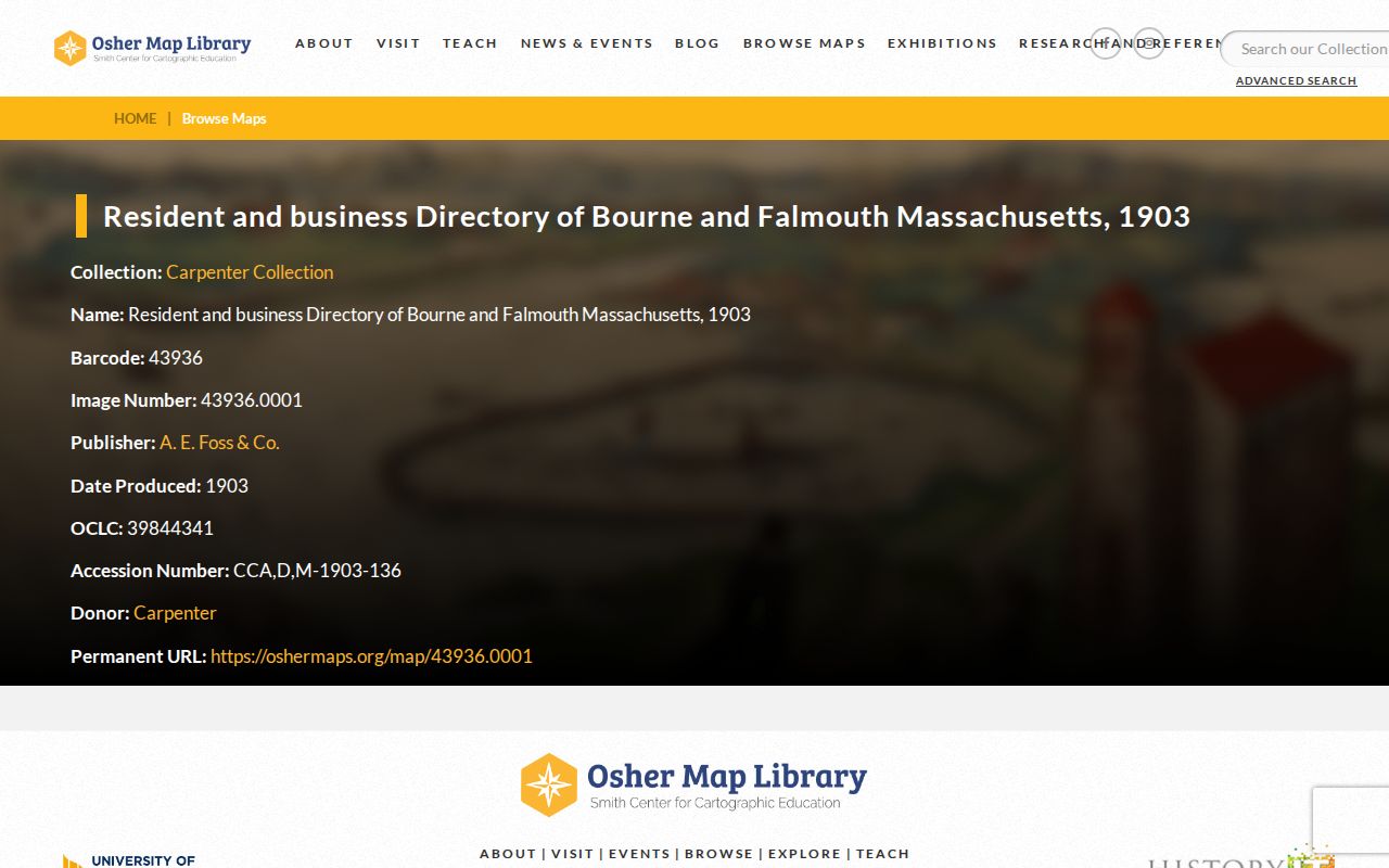 Bourne city directory 1903 digitized directory record at Osher Map Library